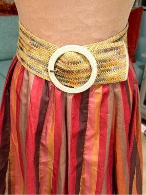 Woven Cream Beige Neutral wide Adjustable Woven Belt 36” x 3.5”